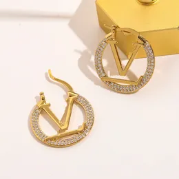 18K Gilded 925 Silver Rhinestone Earrings Designer Logo Jewelry Summer Travel Swimming Waterproof Earrings Luxury Women Love Jewelry Correct Logo Earrings