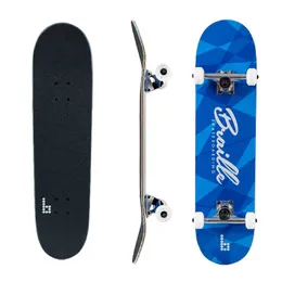 31 In x 7 75 In Skateboard completo, con tavola in acero a 7 strati e cuscinetti Abec-7 blu