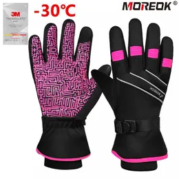 Rękawiczki narciarskie Moreok Rękawiczki narciarskie 3M Thinsulat Rękawiczki termiczne pełne palcem ekran dotykowy Rękawiczki zimowe ciepłe rękawice motocyklowe dla mężczyzn kobiety HKD230727