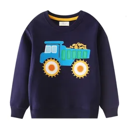 Hoodies Sweatshirts Jumping Meters Autumn Winter Children's With Applique Säljer Boys Hooded Shirts Kids Clothes Tops 230726