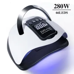 Lâmpada para secadores de unhas para manicure 280W máquina de secagem com grande LCD Touch 66LEDS Smart Nail Dryer 230726