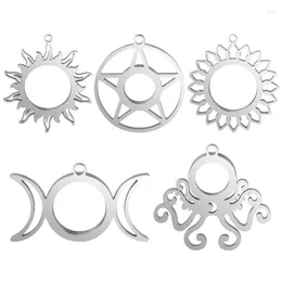 Charms 1Pc 5 Stili Round Sun Moon Flower Octopus Pentagram Living Memory Po Relicario Locket Pendant Floating Chams Creazione di gioielli