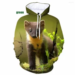 Erkek Hoodies 2023 Hayvan Mink Basılı 3d Erkek Kadın Karikatür Sweatshirt