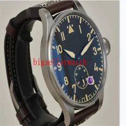 Sport męski zegarki Nowe 42 mm Big Montre D 'Aviateur Black Dial 510401 Automatyczne męskie zegarek Srebrny Pasek Hig291J
