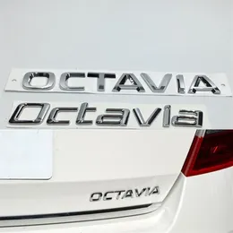 Skoda Octavia Badge Emblem abs Chromeロゴオートリアトランクステッカーの3Dカーシルバーデカール