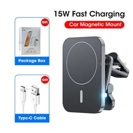 Klänning Niye 15W Magnetic Wireless Chargers Car Air Vent Stand Mount Phone Holder Station för iPhone 13 12 Qi Wireless Charger