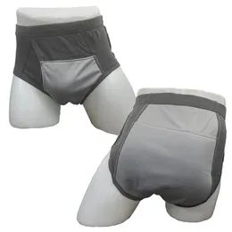 Klänningar mäns tvättbara inkontinens shorts öppna underkläder vuxna patient återanvändbara andningsbara byxblöjor för vuxna prostata 500 ml