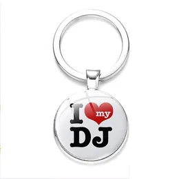 Keychains Lanyards Cartoon Retro Vinyl Record Glass Art Picture Keychain Gramophone Key Chain Ring Old Rock Music Jewelry Musician B Dhhlj