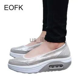 Elbise ayakkabıları Eofk 2023 Kadınlar Daireler Soafers Sığ Eğitmenler Konfor Mokasinler Slip-On Platform Bale Spor Ayakkabıları Bayanlar Günlük Ayakkabılar J230727