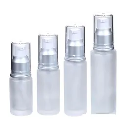 Förpackningsflaskor Frosted Glass Cosmetic Bottle Makeup Lotion Pump Container påfyllningsbar dimspray per 20 ml 30 ml 40 ml 50 ml 60 ml 80 ml DRO DHK9K