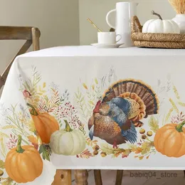 Table Cloth Thanksgiving Harvest Autumn Printing Waterproof Tablecloth Kitchen Restaurant Banquet Room Wedding Decor Table Mat Tapete R230727