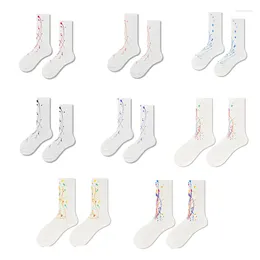 Women Socks Harajuku Trend Splash Ink Art Woman Korean Style Fashion Personality Tie-dye Cute Sports Riding Wild