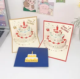 Greeting Cards 3D Happy Birthday Cake Pop-Up Gift for Kids Mom with Envelope Handmade Gifts SN6243