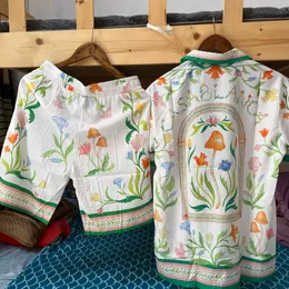 Męskie koszule swobodne Pos Casablanca Morning Glory Full Print Krótkie rękawie Top Holiday Loose Hawaiian For Men Women 230726