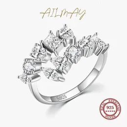 Alyans Ailmay Fashion 925 STERLING Gümüş Geometrik Temiz Zirkon Kadınlar İçin Ayarlanabilir Klasik Lüks Takı 230726