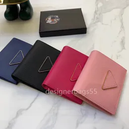 Kvinna Kort plånbokskorthållare Mini Purse Fashion Designer Luxury Leather Handbag Coin Purses Square Pouch Clutch Triangle