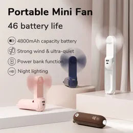 Other Home Garden JISULIFE Portable Fan Mini Handheld Fan USB 4800mAh Recharge Hand Held Small Pocket Fan with Power Bank Flashlight Feature 230727