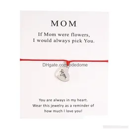 Charm armband jag älskar dig röd tråd lycklig smycken för mamma mammas dag gåva familj välsigna armband feminino 2021 droppleverans dhkql