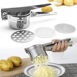 Fruit Vegetable Tools Potato Mashers Ricers Kitchen Cooking Stainless Steel Pressure Mud Puree Press Maker Garlic Presser 221104208x