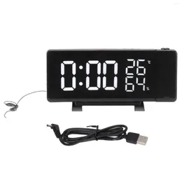 Relógios de parede Projeção LED Despertador Rádio FM Digital Modo Noturno Dupla Saída USB Brilho Ajustável Para Casa