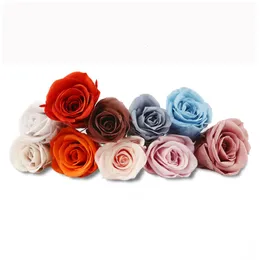 Decorative Flowers Wreaths B Grade 2-3cm Preserved Fresh Rose Head Floral Natural Long Last Multi Color Rose Flowers Floral Material Mother Girlfriend Gift 230726