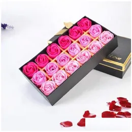 Dekorativa blommor kransar Valentine Day Rose Bath Petal Roses Flower Hand Made Artificial Gift for Decoration Drop Delivery Home Ga Otuut