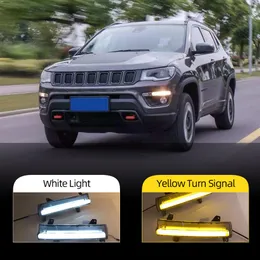 2PCS Für Jeep Kompass 2017 2018 2019 2020 gelb blinker Relais 12V LED DRL tagfahrlicht nebel lamp282U