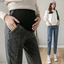 Vestidos de maternidade 9531 # 2021 primavera outono jeans mulheres grávidas harém jeans abdômen calças soltas mulheres grávidas tubo de drenagem calças z230728