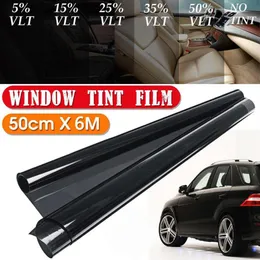 6m 0 5M bilfönster Skyddsfilm Black Tint Tinting Roll Kit VLT 8% 15% 25% 35% 50% UV-SOURT MOSTANT för AUTO2567