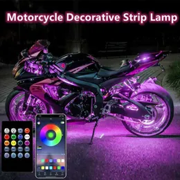 Motorcycle Lighting RGB APP LED Smart Brake Lights Motorcycle Car Atmosphere Light with Wireless Remote Control Moto Decorative Strip Lamp Kit x0728