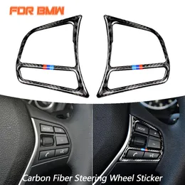 Karbon Fiber Araç İç Direksiyon Simidi Düğmeleri Çıkartmaları BMW için Otomatik Aksesuarlar 1 2 3 4 Serisi 3GT F20 F21 F30 F32 F34270M