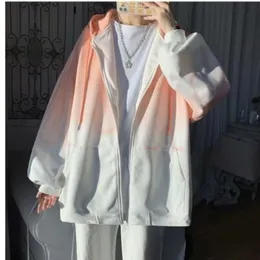 Mens Jackets Jacket Spring Autumn Hip Hop Men Women Fashion Korean Style Loose Hood Gradient Color Plus HYSAIXIA 230727