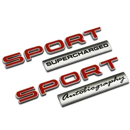 3D Plastic Black Red Spor Letters Autobiography Sport Carr Emblem Badge Trunk Sticker för Land Range Rover Car Assessoires317x