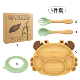 Cups Dishes Utensils Baby Stuff Bamboo Tableware Cup Bowl PlateTray Bibs Spoon Fork Sets Children Nonslip Feeding Free Dinnerware Dinner 230728