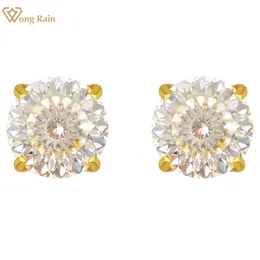 Stud Wong Rain Hip Hop 925 Sterling Silver Real D Color Diamonds 5 8MM Gemstone 18K Gold Plated Orecchini Fine Jewelry 230727