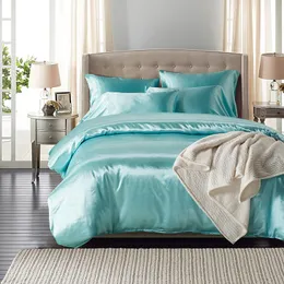 Conjuntos de cama high end sólido rayon cetim conjunto queen luxo casa solteiro duplo capa de edredom sedoso king edredom capas fronhas 230727