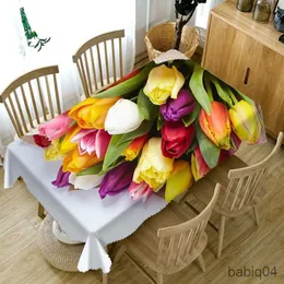 Tkanina stołowa w stylu duszpasterska kolorowy kwiat róży 3d obrusowy odpórowy prostokątny stół do przyjęcia ślubnego obrus R230726