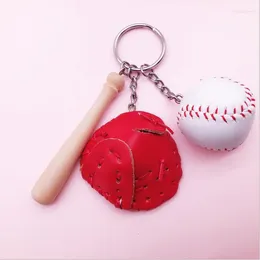 Schlüsselanhänger Mini drei Stücke Baseball Holzhandschuh Schlüsselanhänger Tasche Anhänger Fans liefert Geschenke Sport Souvenirs Geschenk