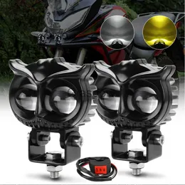 Motorcykelbelysning Motorcyklar LED -strålkastare dimma Ljusbil Dual Color Owl Design Head Light ATV Scooter för Auxiliary Spotlight Lamp Accessories X0728