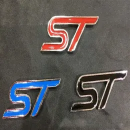 20 pieces lot Whole 3D Metal ST Emblems Badges for Car red black blue Car styling2544