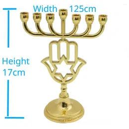 Candle Holders Judaica Hanukkah Candlestick Holder Metal Gift Items Zinc Alloy Palm Gold Lamp Stand Home Decoration