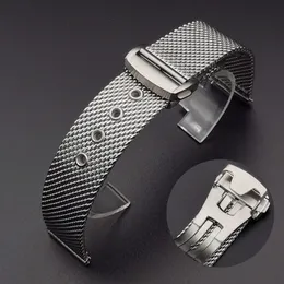 Watch Bands 20mm 22mm Mesh Stainless Steel Band for 007 300 Bracelet Folding Buckle Men Business Metal Strap 230727