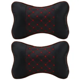 2 PCS الجلود PP Cotton Car Headrest Pillow Pillow Auto Cover Cover Head Rest Cushion Cushion Headrest Pillow Automobiles Acciversions268S