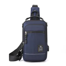 DHL30PCSウエストバッグメンズナイロンレタープリントUSBインターフェイスミックス色付きの多機能大型大容量胸バッグ