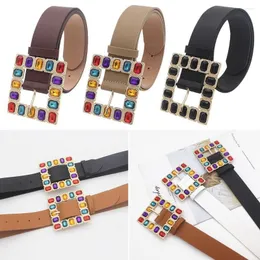 Belts Designer Brand Vintage Casual Pin Buckle Waistband Wild Pants Bands Colorful Diamond Leather Belt Ladies Dress