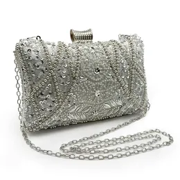 Evening Bags DG PEAFOWL Frame Women Formal Sliver Beaded Purses and Handbags Bridal Sequins Clutch Bag Cocktail Party bag 230727