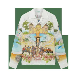 camicia abbottonata FANGLUE camicia in stile casablanca Buddha come gufo vestibilità ampia fodera a maniche lunghe versatile per uomo e donna