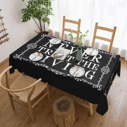 Table Cloth Rectangular Tablecloth Fit 40"-44" Goth Occult Halloween Witch Quote Covers