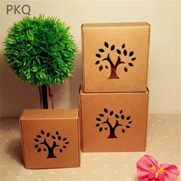 5pcs Hollow Kraft Paper Box Brown Paper Cardboard Box carton Small Gift Packing Boxes Craft Handmade Soap Candy Box 3 sizes269r