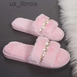 Slippers New Women Home Slippers Fashion Shiny Rhinestons Design Open Tee Indoor 2022 Winter Flat Non Slip Leisure Interior Indival Shoes J230728